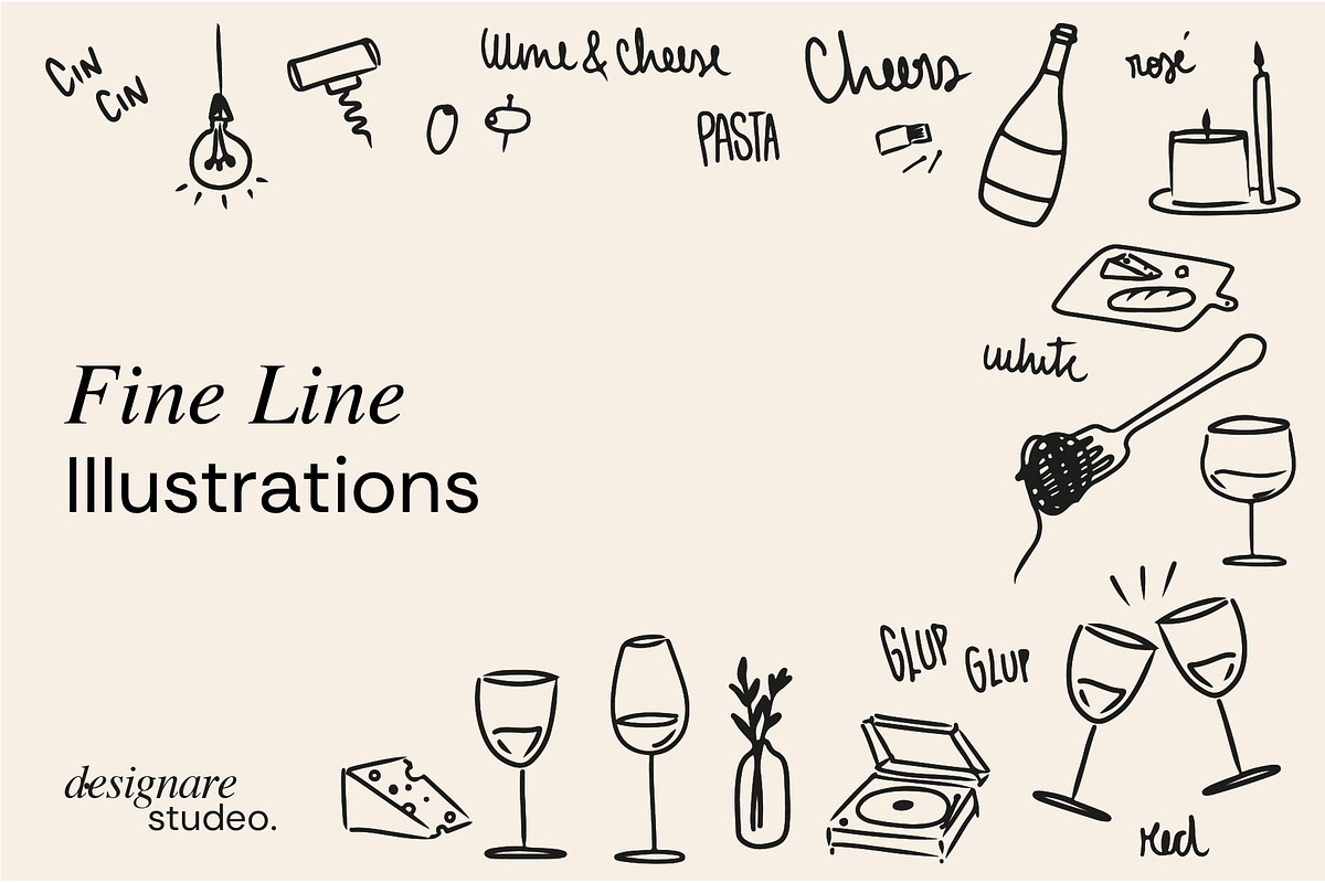 Wine, Pasta and Cheese Illustrations, a Decorative Illustration by ginni illustrations (Photo 3 of 5)