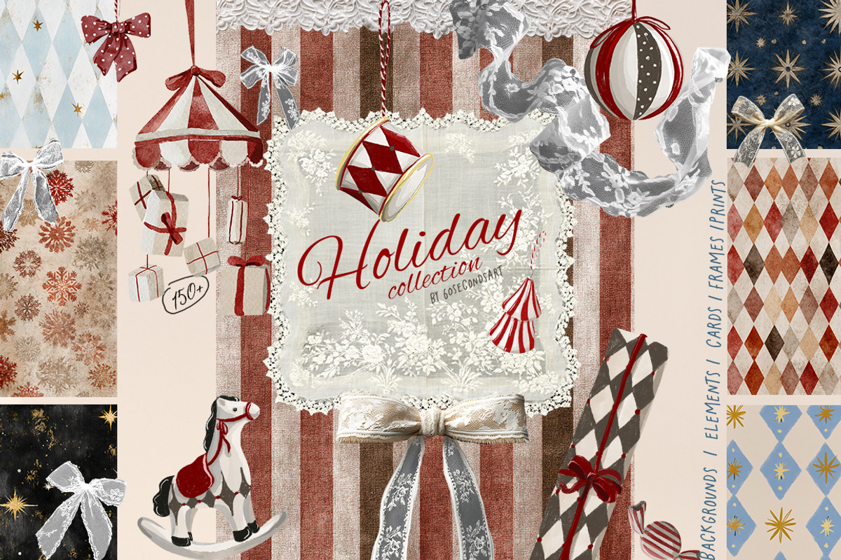 Vintage Christmas Holiday, a Decorative Illustration by 60secondsArt (Photo 1 of 10)