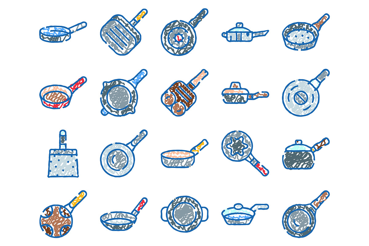 Hand drawn kitchen frying pans, an Object Graphic by pikepicture (Photo 2 of 3)