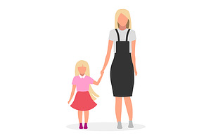 Mother With Daughter Illustration