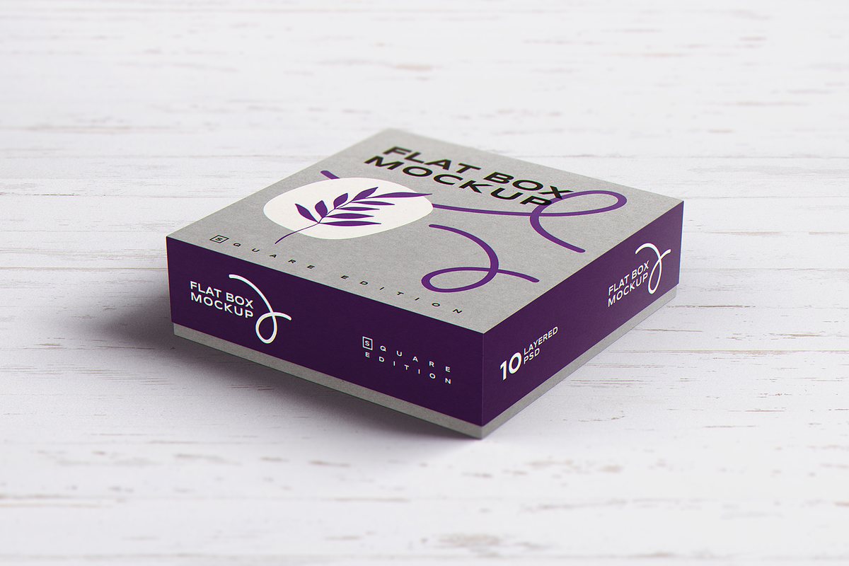 Flat Square Box MockUp, a Cups & Container Mockup by coloformia (Photo 11 of 12)