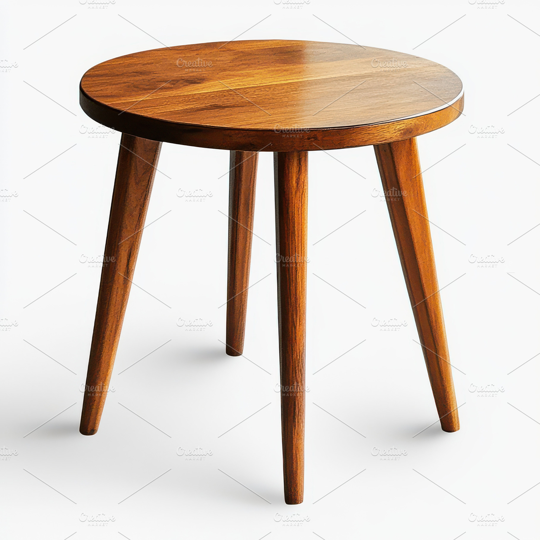 Wooden side table three legs round t, an Abstract Photo by Pixeness Studio