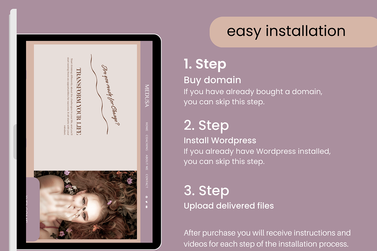 Feminine Wordpress theme Coach, a WordPress Template by myvisuell.de Webdesign (Photo 9 of 10)