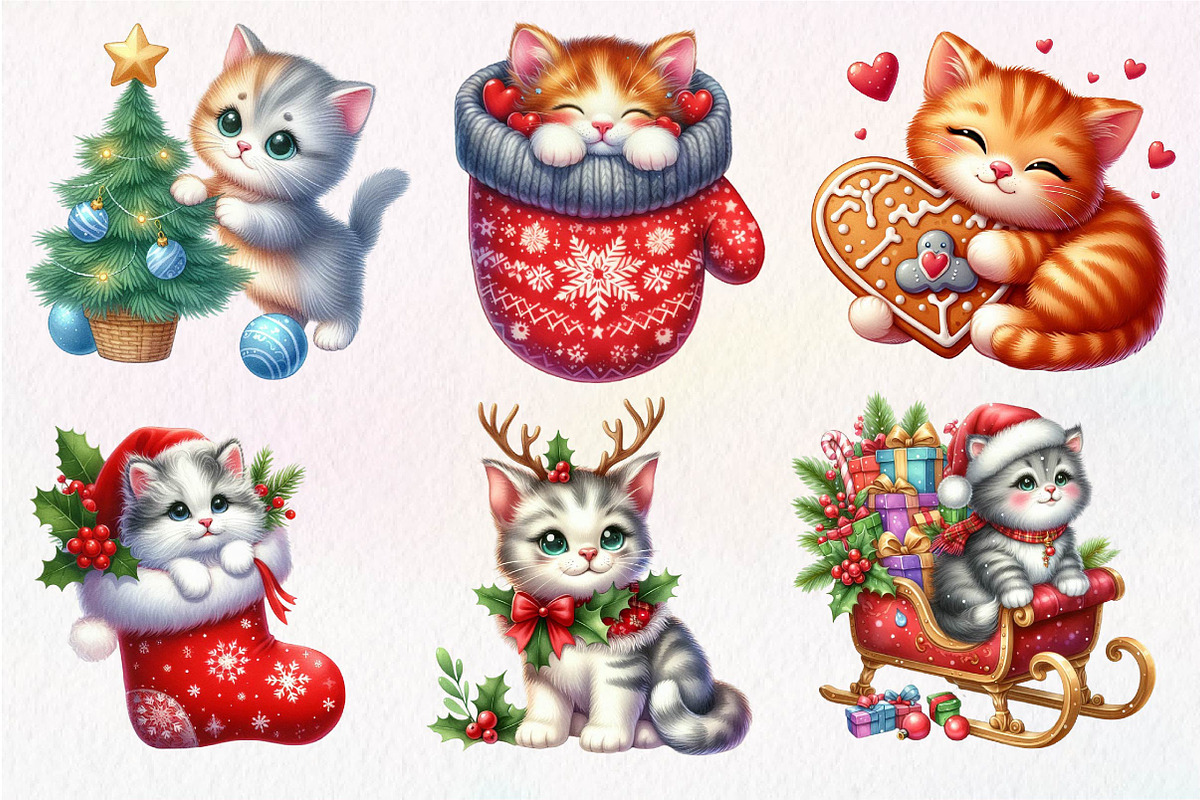 Kitten Christmas Clipart, an Illustration by Dream Creation (Photo 5 of 5)