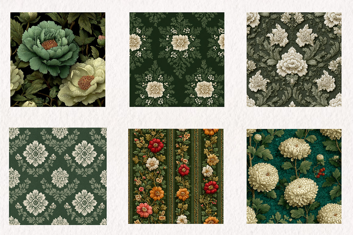 Vintage Green Scrapbook Paper, an Illustration by CreationArt (Photo 4 of 4)