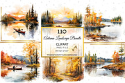 Watercolor Autumn Landscape Clipart, an Illustration by NiiiNArt (Thumbnail 8 of 10)