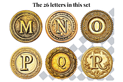 Antique Gold Stamp Alphabet Letters, a Decorative Illustration by Creative Art By SamM (Thumbnail 5 of 10)