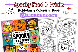 Spooky Food & Drinks Coloring Pages, a Food Illustration by Design Station