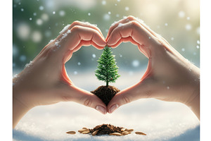 Hands forming a heart shape around a, an Illustration by tilialucida