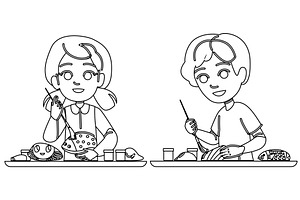art painting rocks kid vector, a Person Illustration by pikepicture