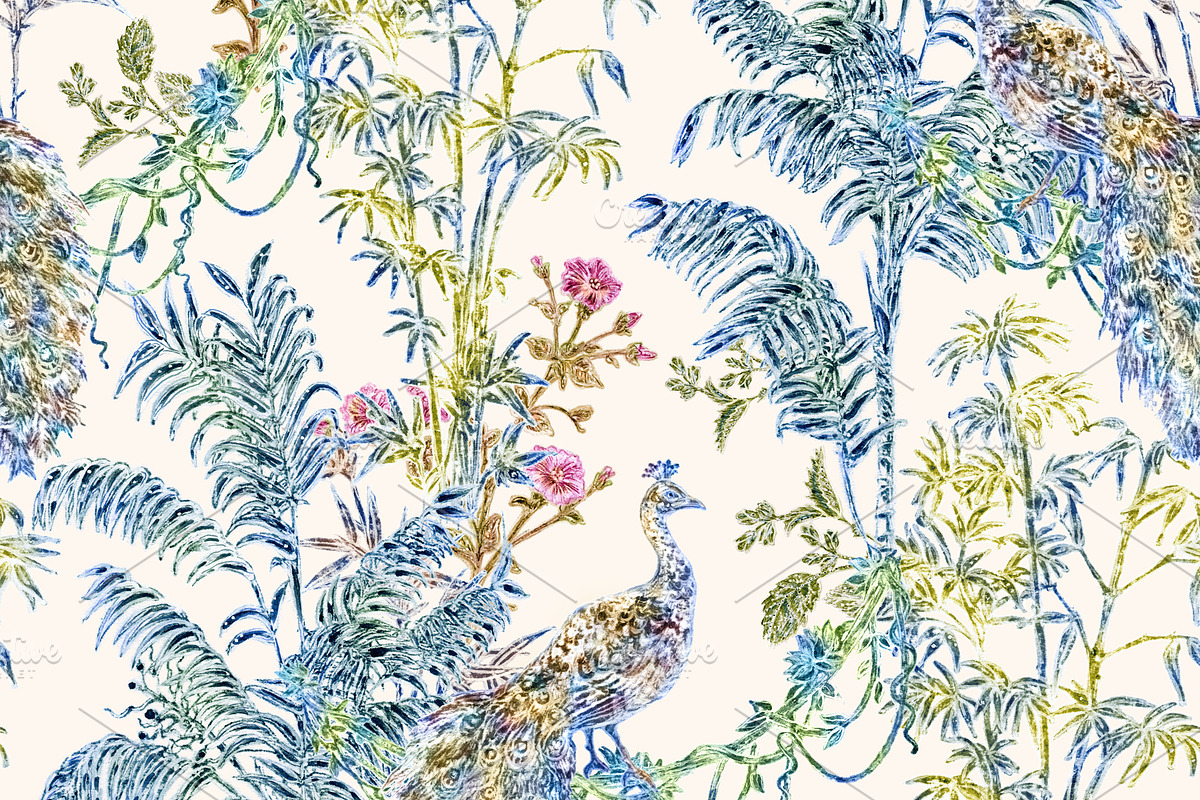 Palms & Peacocks pattern & motifs, a Pattern Graphic by YvY (Photo 5 of 6)