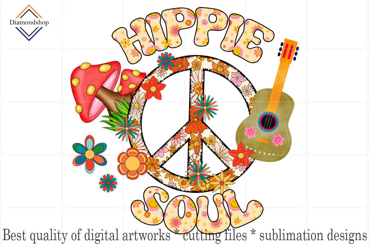 Hippie Sublimation Designs Bundle, an Illustration by DiamondShop (Photo 6 of 11)