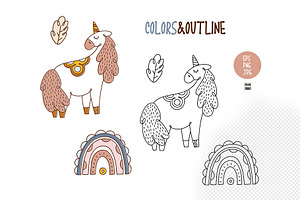 Little Unicorn Vector Clipart Set