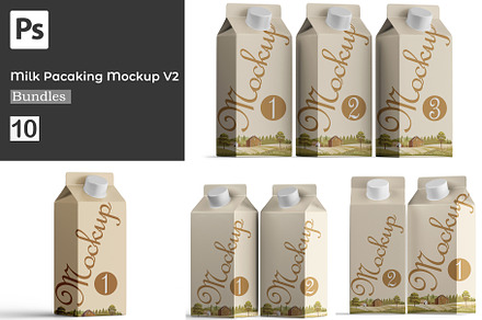 Milk Packaging Mockup Bundles V2