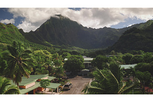 Lush tropical island resort nestled, a Nature Photo by Goinyk