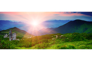Mountain sunrise panorama, a Nature Photo by Nature and travel