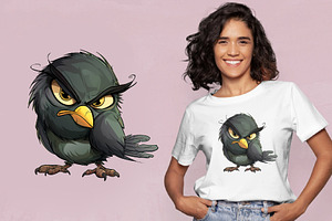 Grumpy Cute Birds 07. TShirt Sticker