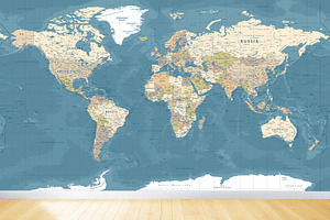 World Map Political. Vector Worldmap