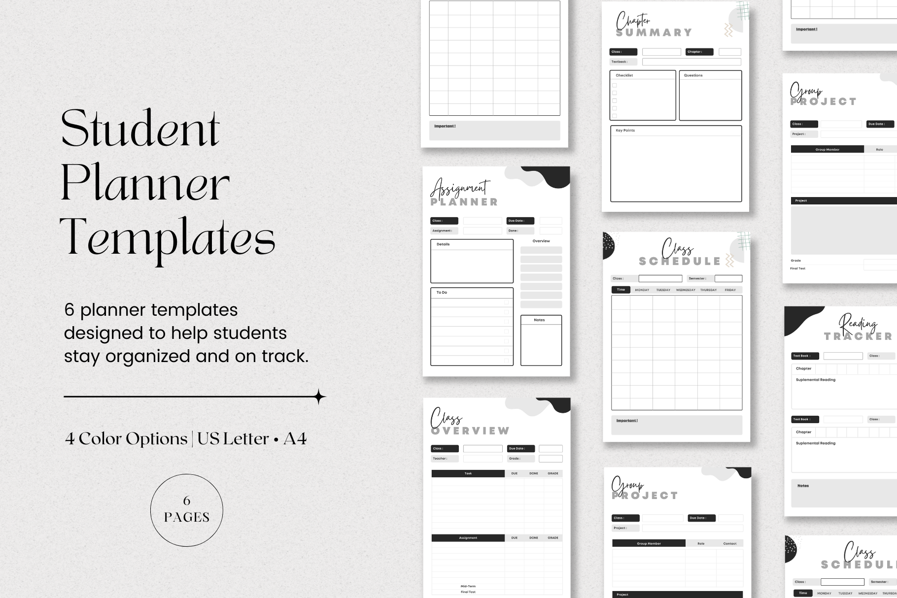 Printable Student Planner Bundle, a Stationery Template by The Chaos ...