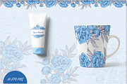 Clipart with blue peonies flowers, a Decorative Illustration by EshaStudio (Thumbnail 4 of 7)