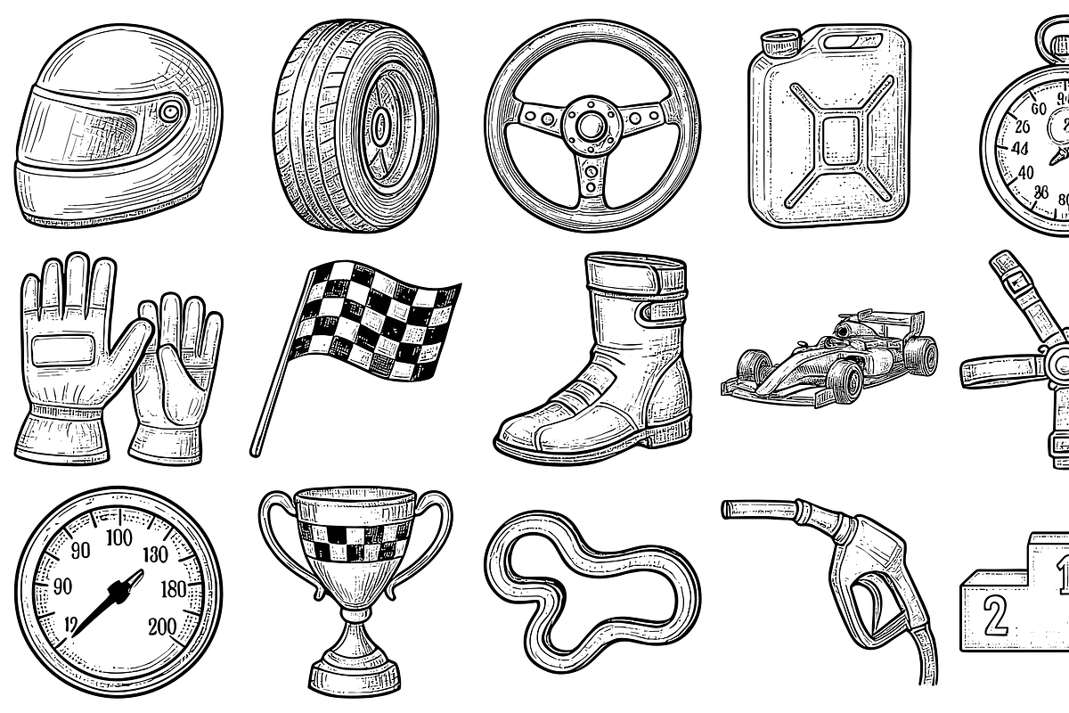 Racing Equipment Set, an Object Graphic by nikagraphic
