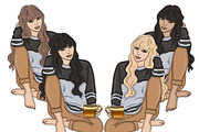 Coffee Girls Clipart, a Person Illustration by GlamArtZhanna (Thumbnail 3 of 4)
