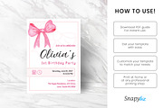Pink Bow Birthday Invitation Canva, an Invitation Template by Snapybiz (Thumbnail 5 of 10)