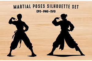 Martial Arts Black Silhouette Set, a Sport Illustration by Gfx Expert Team
