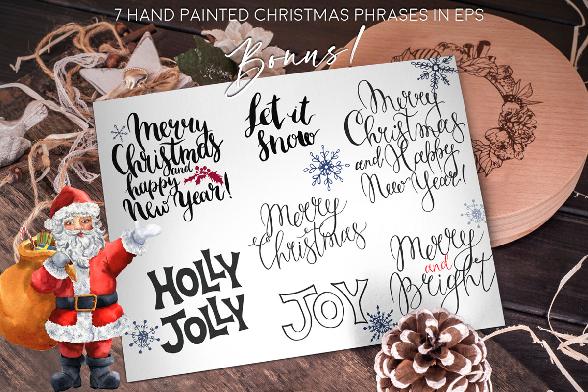 Elegant Christmas Watercolor clipart, a Seasonal Illustration by Yuliya Derbisheva (Photo 12 of 13)