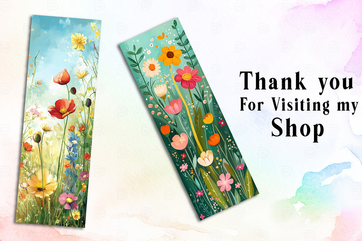 Spring Meadows Printable Bookmark, an Illustration by Watercolor design (Photo 2 of 3)