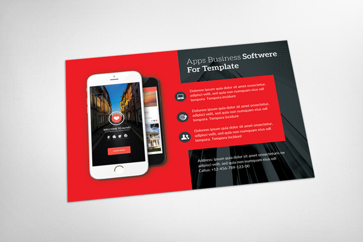 Mobile App Postcard Templates, a Card Template by graphicforest