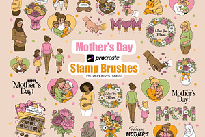Procreate Mother’s Day stamp brushes