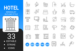 Hotel minimalist outline icon set, an Outline Icon by Icons