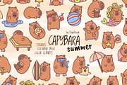 Kawaii Capybara Summer Season, a Seasonal Illustration by Palau (Thumbnail 1 of 12)
