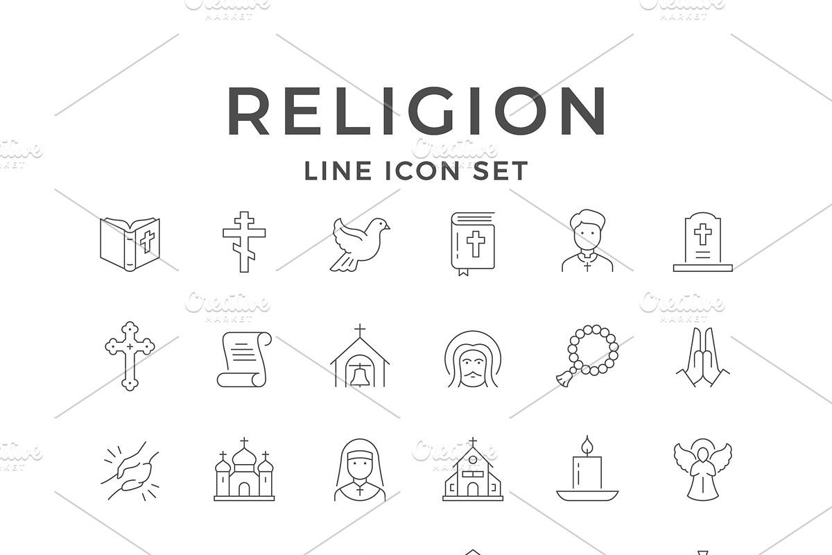 Set line icons of religion, an Outline Icon by motorama