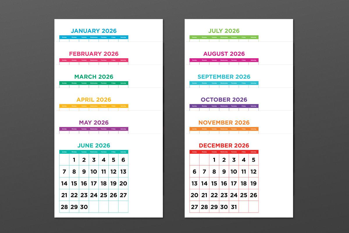 2026 Large No. Color 8.5x11 Calendar, a Stationery Template by Running With Foxes (Photo 2 of 6)