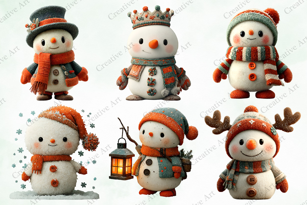Christmas Snowman Clipart Bundle, an Illustration by Creative Art (Photo 4 of 10)