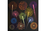 Colourful fireworks burst collection, a Decorative Illustration by Yayasya (Thumbnail 1 of 3)