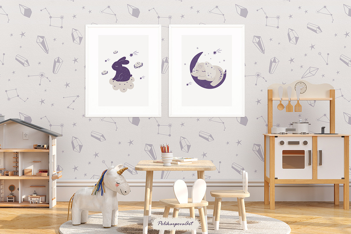 Celestial Animals clipart & pattern, an Animal Illustration by polikarpovaart (Photo 9 of 10)