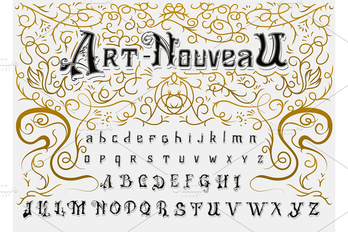 Victorian Font in ancient, a Decorative Illustration by Arthur Balitskiy