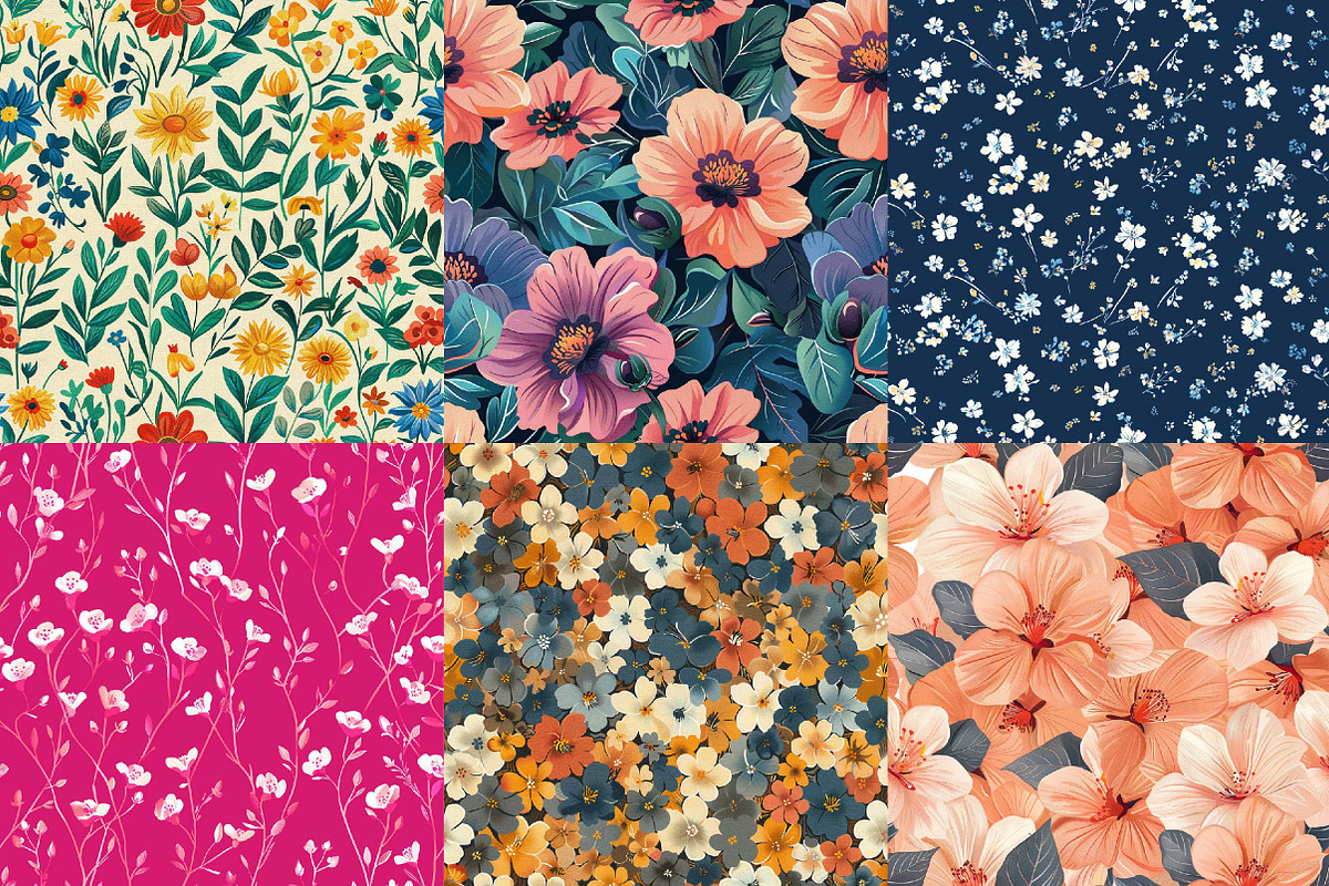 Meadow Floral Digital Paper, a Texture Illustration by DreamPrint404 (Photo 2 of 7)