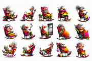 Funny Old people sitting Clipart, an Illustration by Libby Wishes (Thumbnail 2 of 7)