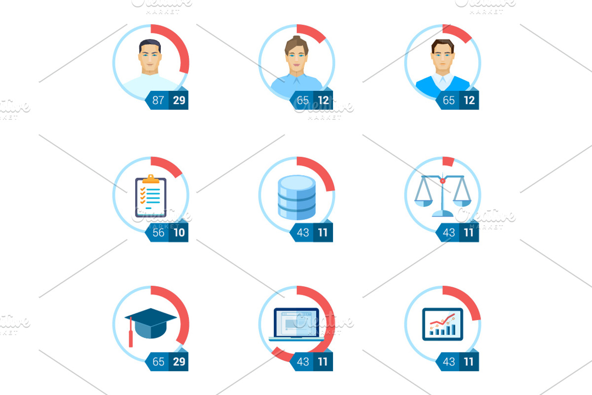 Flat icon infographic template set