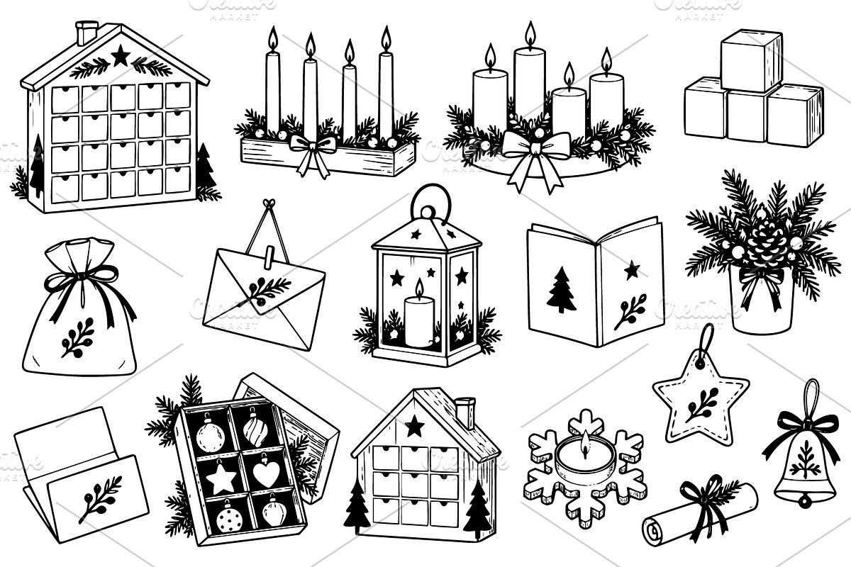 Christmas Advent Traditions SVG Set, a Seasonal Illustration by Ghagra (Photo 2 of 3)