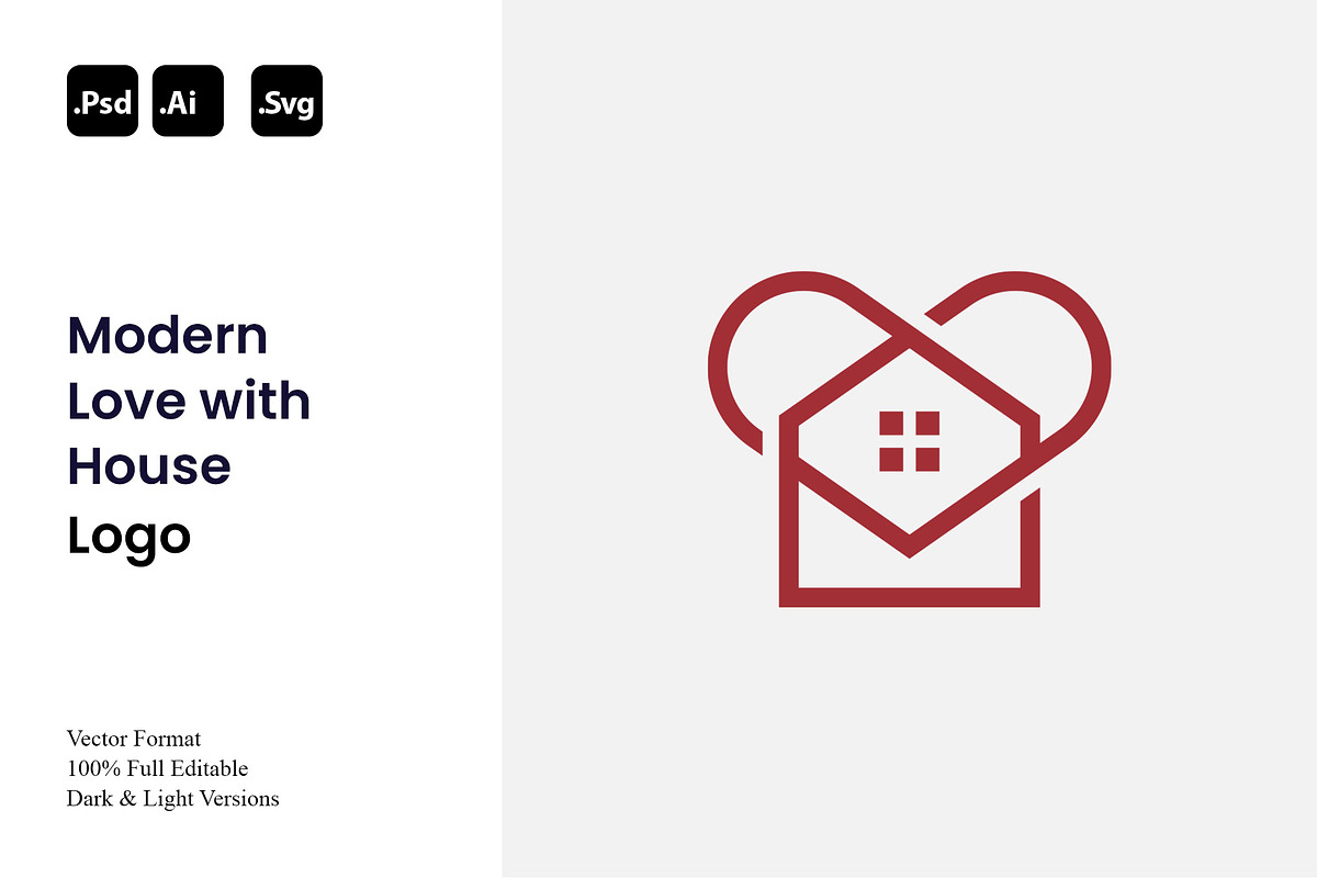 Modern Love with House Logo, a Branding & Logo Template by Luxury Logos (Photo 1 of 4)