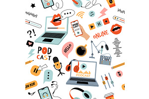 Podcast pattern symbols of video, a Graphic by Onyx