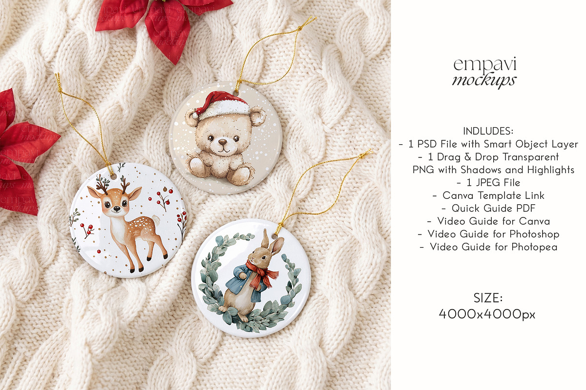 Ceramic Ornament Mockup Set of 3, a Household Mockup by EmpaviMockups (Photo 5 of 5)