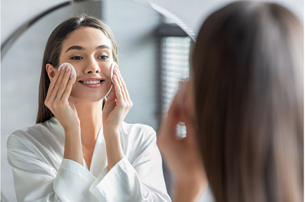 Skincare Routine. Attractive Young, a Beauty & Fashion Photo by Prostock-Studio