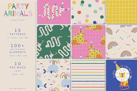 Party Animals graphic collection, an Object Graphic by @olga.angelloz