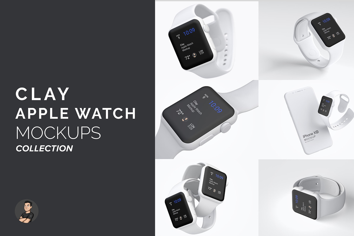 Clay Apple Watch Mockups Pack 01, a Wearable Device Mockup by Mockups by Carlos Viloria (Photo 1 of 25)